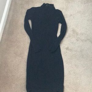 Black turtle neck fitted dress